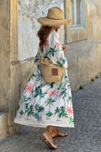 Holiday Leisure Coconut Tree Print Lace-up Loose Long Skirt