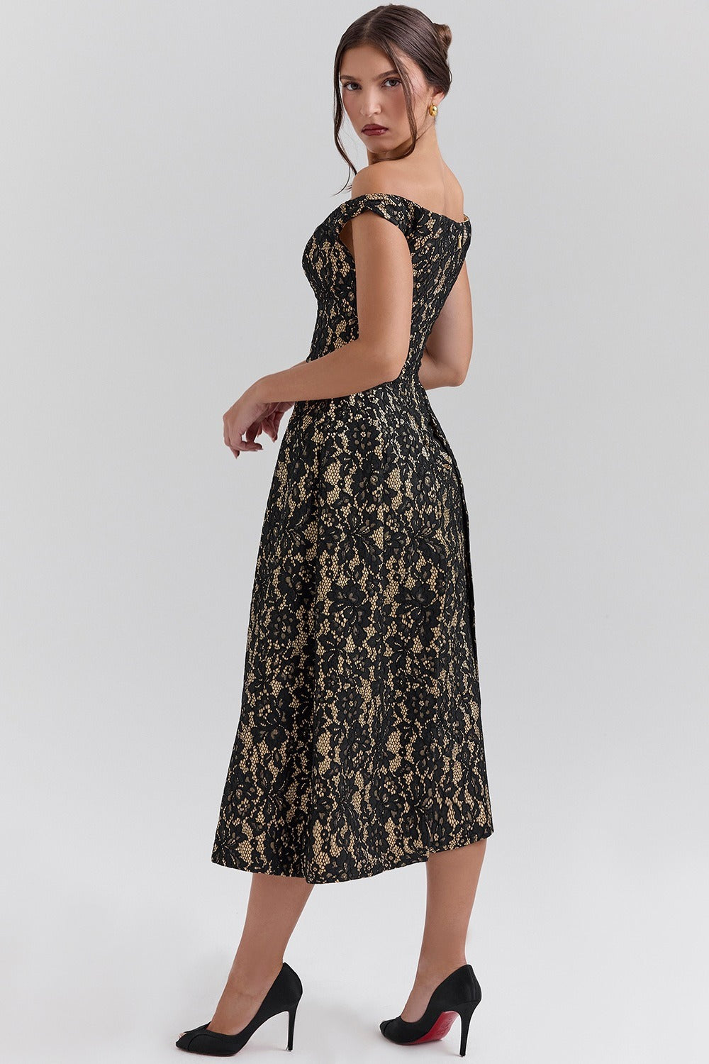 Off Shoulder Backless Wrap Floral Dress