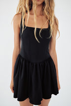 Solid Velvet Square Neck Slim Fit Mini Dress
