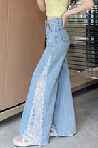 Beaded Lace Tencel Flare Jeans