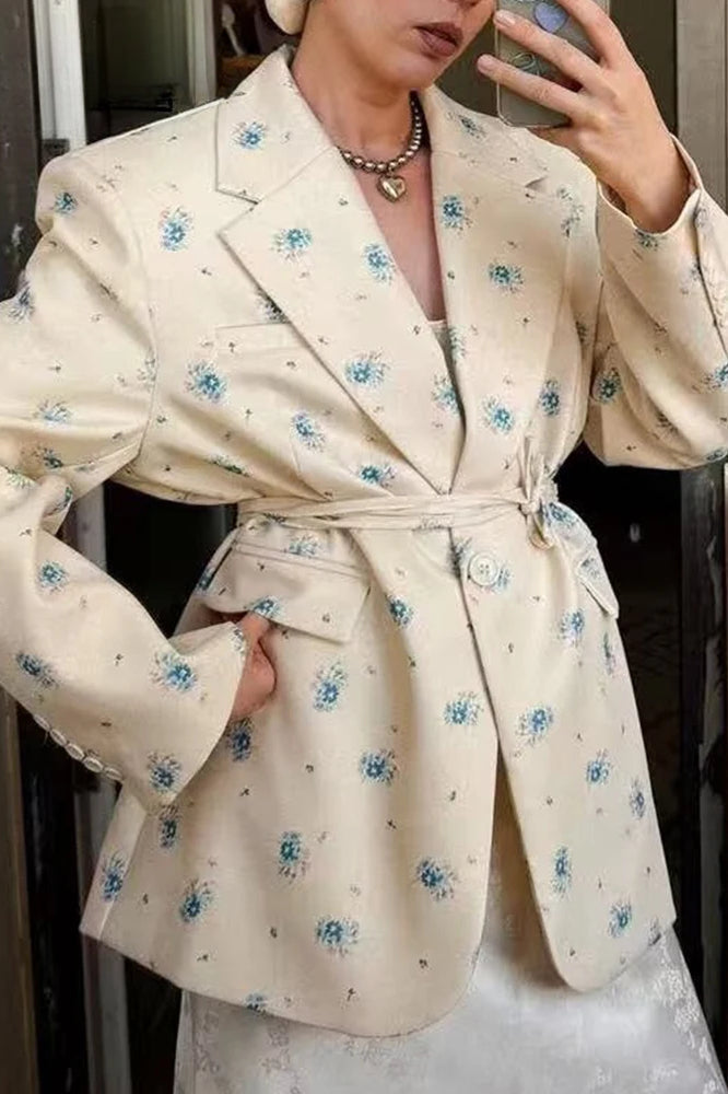 Fashion Long Sleeve Button Laceup Blazer