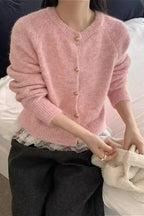 Loose Soft Gentle-Style Solid Knit Cardigan