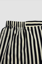 Button Down Striped Short Sleeve Blouse Shorts Set