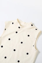 Crew Neck Waist Cinched Color Block Polka Dot Bow Mini Dress