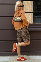 Chic Casual Cotton Leopard Print Shorts