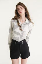 Ivory Satin Striped Oversized Shirt