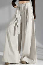 Wrinkle Resistant Denim Cotton Wide Leg Pants