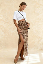 Elegant Leopard Print Slim ALine Skirt