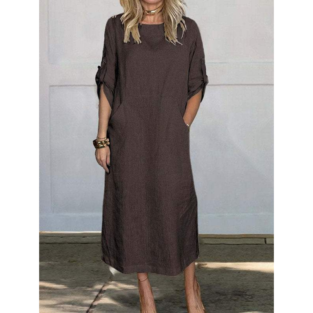Selena Luxe Loose Midi Dress Elevated Occasion Wear