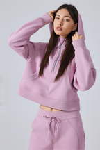 Fleece Lined Half Zip Loose Athletic Yoga Hoodie