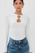 Sexy Solid Cutout Long Sleeve Fitted Base Layer