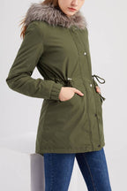 Hooded winter warm fleece coat with cotton padded jacket