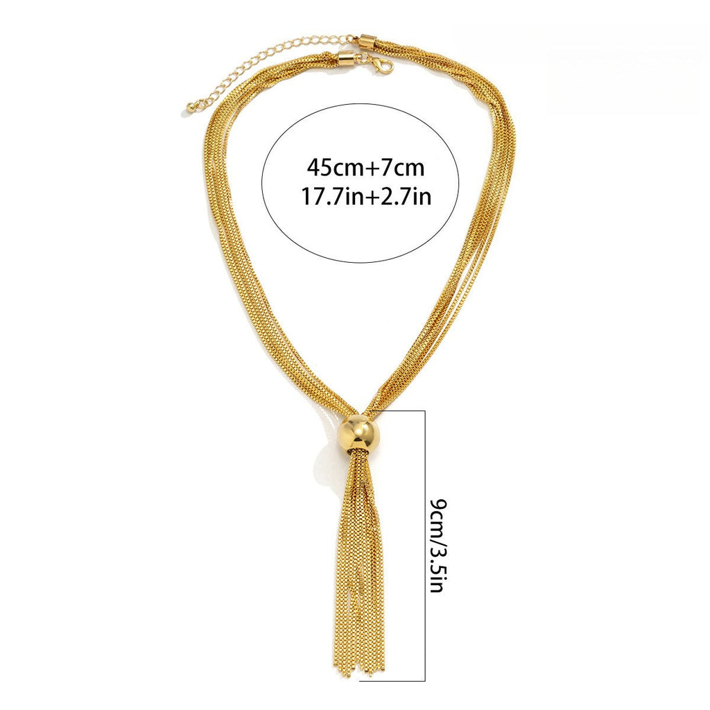 Chunky Bead Drop Layered Chain Necklace