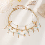 Holiday Style Conch and Starfish Stacking Necklace