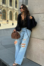 Sexy Sheer Tie Detail Blouse