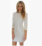 Vinci Padded Sequin Mini Dress Cream