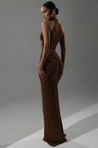 Ruched Back-Zip Party Dress