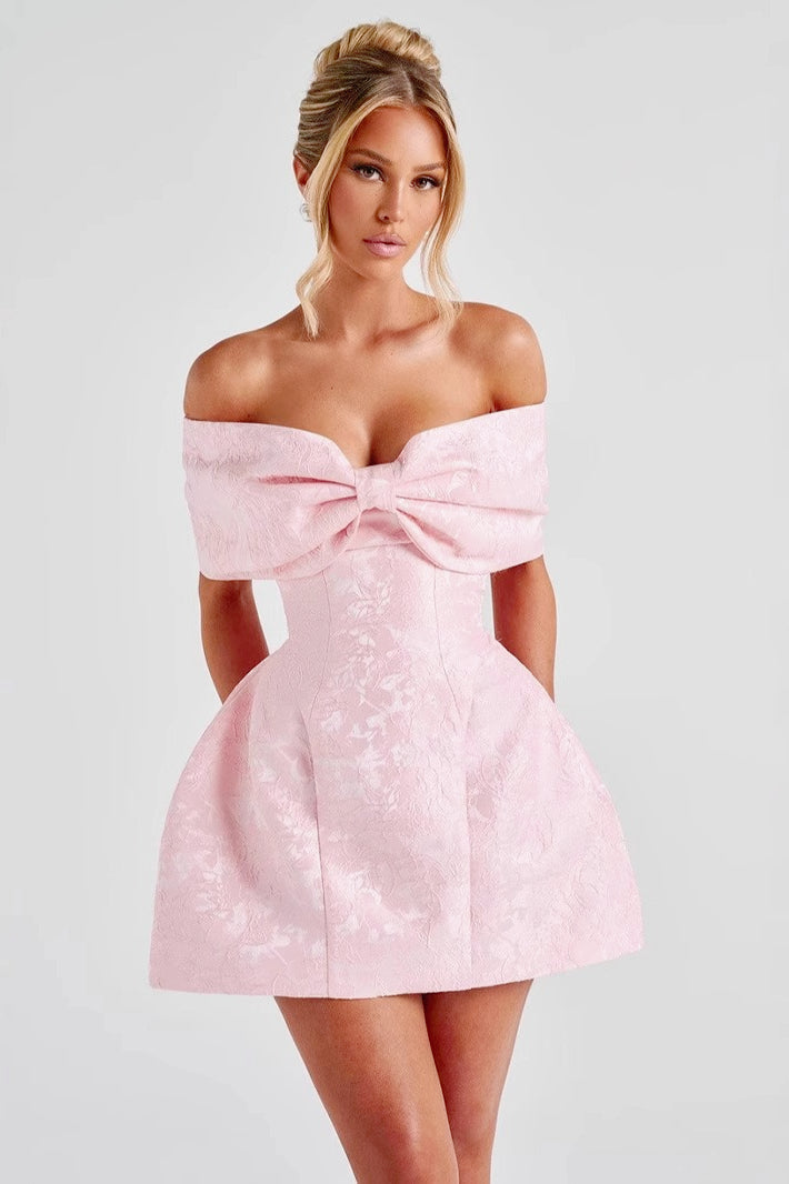 Backless OffShoulder Bow Birthday Dress
