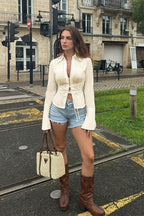 Minimalist Casual Tie Blouse
