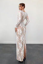 Elegant Lace Square Neck Long Sleeve Bodycon Dress