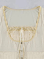 Lace Trim Padded Trendy Ribbed Crop Cami Top
