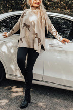 COZY AND KIND LEOPARD SLIT RELAXED SWEATSHIRT