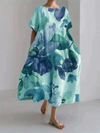 Ada Effortless Women's Loose Dress with Botanical Floral Print Chic Silhouette Collection