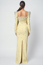 Pamedy Yellow Diamonds Beaded Maxi Dress