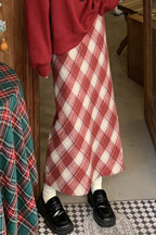 High Waist Vintage A-Line Slit Skirt