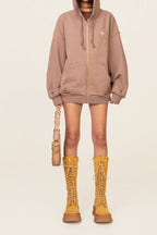 Floral Cross Print Zip Hoodie