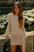 Knitted Floral Tie Mini Birthday Dress