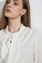 Business Essential White Bow-Tie Blouse