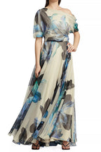 Sandy Aesthetic Unique Printed Bohemian Short Sleeve One Shoulder Maxi Dress Designer Edit