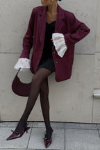 Oversized Ruffle Lace Sleeve Blazer