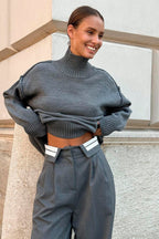 Colorblock Turtleneck Knit Sweater