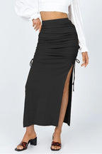 Knitted Slim Lace up Pleated Skirt