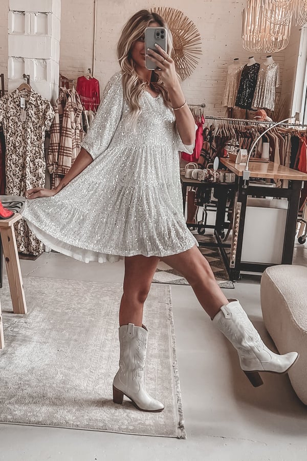 Fernanda Statement Loose Sequin Dress Elevated Occasion Wear