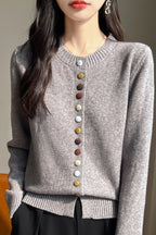 Color Button Solid Velvet Cardigan