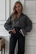 Heart Lace Panel Long Sleeve Blouse
