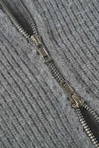 Minimalist Solid Color Double Zipper Stand Collar Sweater