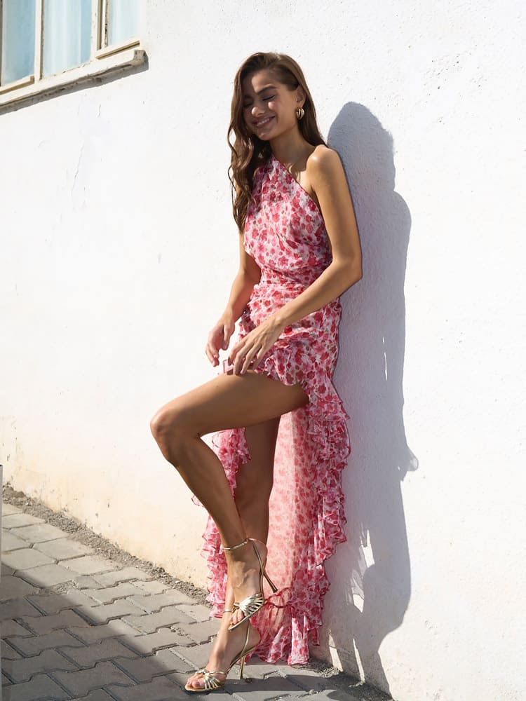 Emberly Floral Halter Neck Dress
