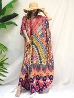 Over Again Abstract Print Loose Bohemian Maxi Dress