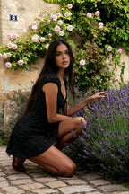 Retro Lace Bow Mini Dress