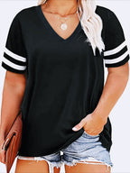 Color Blocked Vneck Tshirt