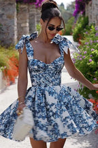 Capri Bloom Floral Bow Tie Mini Dress