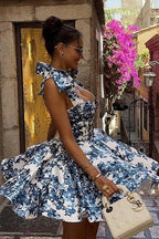 Capri Bloom Floral Bow Tie Mini Dress