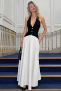 ColorBlock Button Detail Party Dress