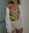 Flower Print Slim Tank Strapless