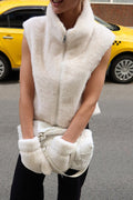 Solid Color Faux Fur Stand Collar Vest