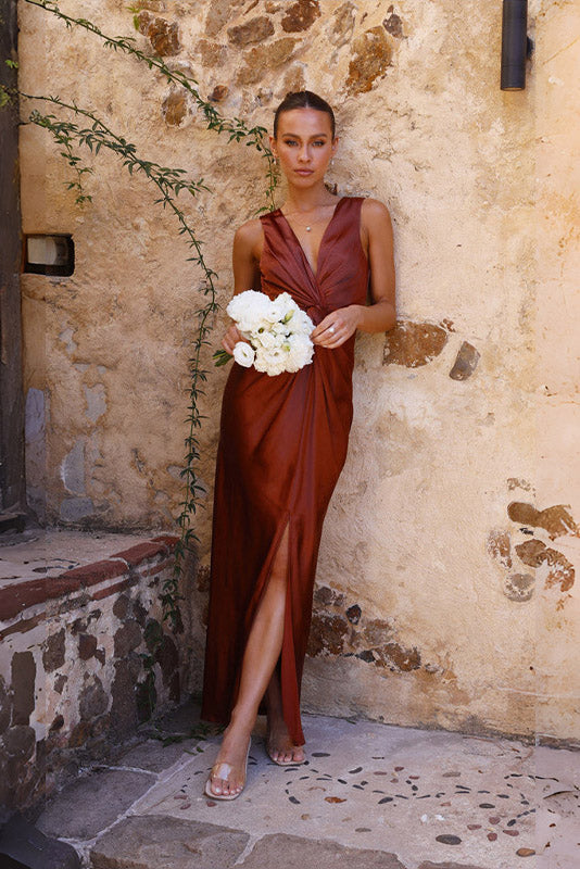 Vanesa Chic Deep V Neck Sleeveless Backless Dress Elevated Occasion Wear